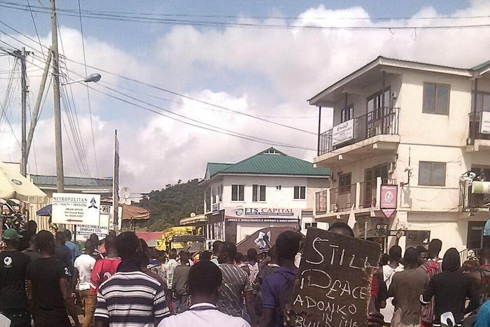 Some of the illegal miners took the streets on Wednesday