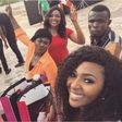 Lilian Esoro, Uche Jombo, Mary Lazarus on set of "Lost in Us"
