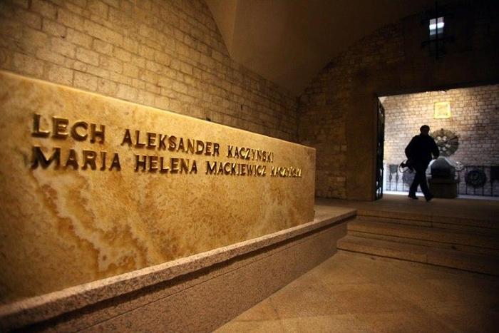 The tomb of late Polish President Lech Kaczynski and his wife Maria, in the crypt of Wawel castle in Krakow