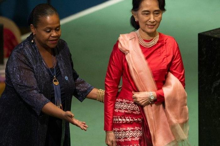 Aung San Suu Kyi (right) steered her National League for Democracy into power after championing a decades-long struggle against military rule