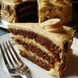 banana cake with caramel icing