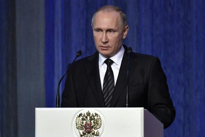 Russian President Vladimir Putin speaks at the State Kremlin Palace in Moscow on December 20, 2016