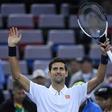 World number one Novak Djokovic celebrates after beating Vasek Pospisil at the Shanghai Masters on October 13, 2016