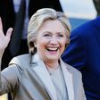 Democratic presidential nominee Hillary Clinton greets supporters after casting her vote in Chappaqua, New York, on November 8, 2016