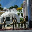 A guard of honour stays by the tomb of Cuban leader Fidel Castro at the Santa Ifigenia cemetery in Santiago de Cuba on December 4, 2016