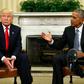 President Barack Obama meets with President-elect Donald Trump to discuss transition plans in the White House Oval Office in Washington, U.S., November 10, 2016.