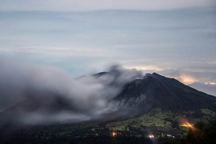 View of ash spewed by the Turrialba volcano in Cartago, 35 km east of San Jose, on September 20, 2016