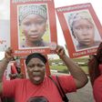 Members of the "Bring Back Our Girls" movement press for the release of the missing Chibok schoolgirls in Lagos, in April 2016 