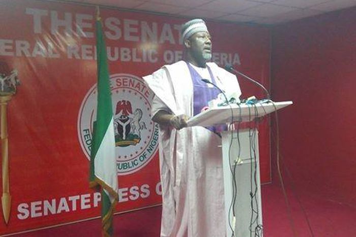 Senator Dino Melaye addressing a press conference