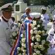 The Dutch and Indonesian naval commanders laid a wreath during a 2014 ceremony to commemorate the 1150 sailors who died in the Battle of the Java Sea in 1942