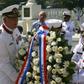 The Dutch and Indonesian naval commanders laid a wreath during a 2014 ceremony to commemorate the 1150 sailors who died in the Battle of the Java Sea in 1942