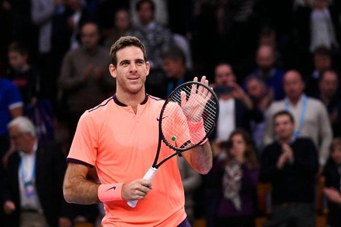 Argentina's Juan Martin Del Potro celebrates after winning the ATP Stockholm Open tennis tournament match against Croatia's Ivo Karlovic in Stockholm on October 21, 2016