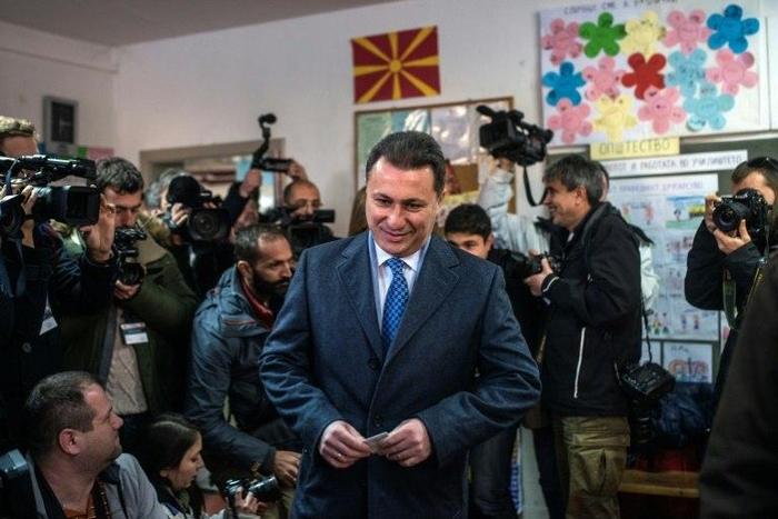 Macedonia's former prime minister and leader of the ruling VMRO DPMNE Nikola Gruevski arrives to cast his vote at a polling station in Skopje during a general election on December 11, 2016