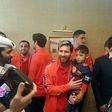 Barcelona's Lionel Messi (centre) holds six-year-old Afghan boy Murtaza Ahmadi ahead of a friendly match against Saudi Arabian side Al-Ahli
