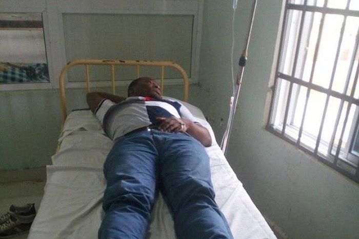 The battered Chukwuma Ogbonna receiving treatment