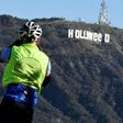 The famous Hollywood sign reads "Hollyweed" after it was vandalized, January 1, 2017