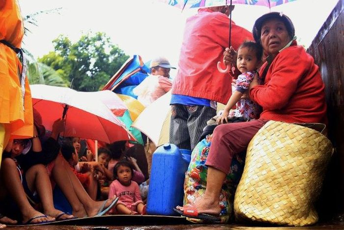 Residents have been evacuated from Albay province and other areas of the Philippines threatened by typhoon Nock-Ten