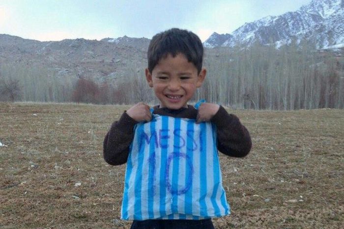 Murtaza Ahmadi became an Internet sensation when he was photographed wearing a wearing an Argentina football shirt made out of a plastic bag