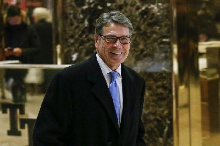 Rick Perry smiles after a meeting with US President-elect Donald Trump in New York, on December 12, 2016