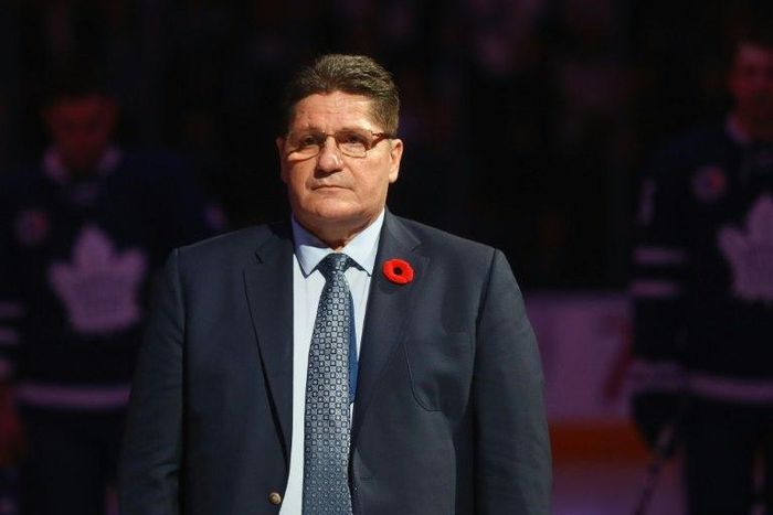 Sergei Makarov is honored for his induction into the Hockey Hall of Fame prior to the game between the Toronto Maple Leafs and the Philadelphia Flyers, at the Air Canada Centre in Toronto, on November 11, 2016