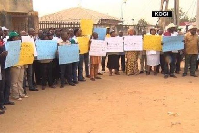 The protesters at the school