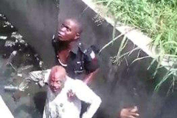 Policeman who pushed an innocent man into the gutter.