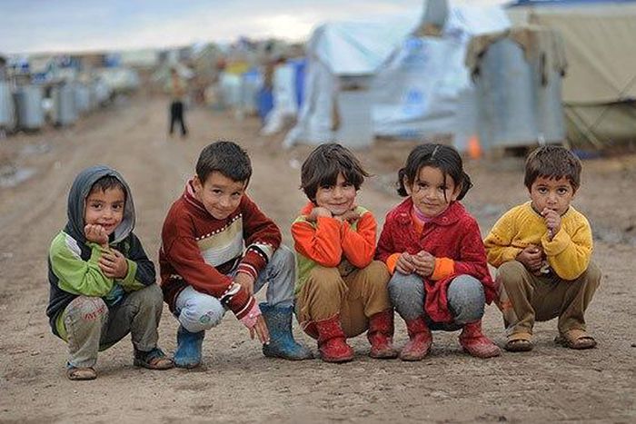 Syrian children in a refugee camp