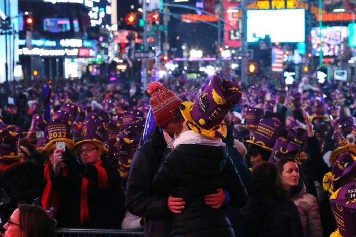 New Year festivities in New York, where a crowd estimated at nearly a million packed into Times Square, went off without a hitch amid tight security