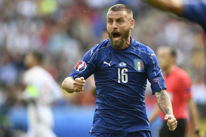 Italy's midfielder Daniele De Rossi is set to line up in central midfield at Juventus Stadium, where he will be honoured by European football's governing body prior to claiming his 108th Italy cap