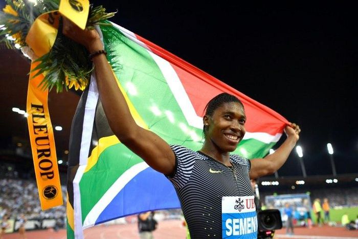 South Africa's Caster Semenya, who got married January 7, 2017, celebrates after winning the Women's 800m race during the Diamond League Athletics meeting "Weltklasse" September 1, 2016 in Zurich