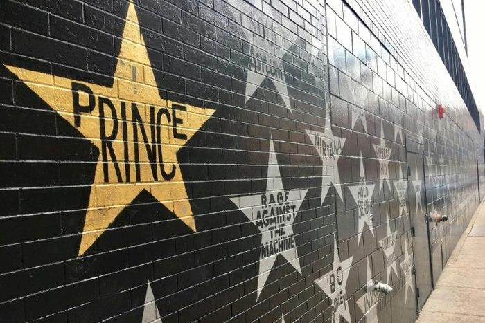 Prince's star is seen on a wall outside First Avenue in downtown Minneapolis, the club featured in his famed "Purple Rain" film