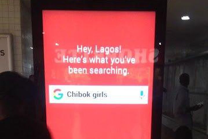 Google's advertising board in a Leisure Mall in Surulere, Lagos