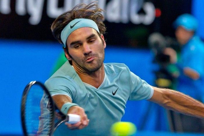 Switzerland's Roger Federer in action against Richard Gasquet of France at the Hopman Cup in Perth on January 6, 2017