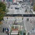A giant sinkhole appeared on a five-lane boulevard in central Fukoka, southwestern Japan, on November 8, 2016