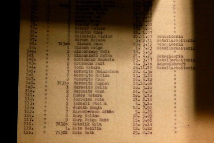 Facsimiles of Oskar Schindler's lists are displayed for the public at the Yad Vashem Holocaust memorial museum in Jerusalem, on March 4, 2015