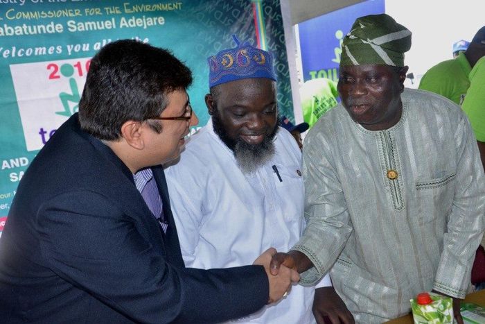 L-R: Managing Director, RB West Africa, Mr Rahul Murgai; Permanent Secretary, Lagos State Ministry of Environment, Engr. Adeyemi Saliu Abidemi and representative of Lagos State governor, Mr Babatunde Hunpe, Special Adviser to the governor on Environmen...