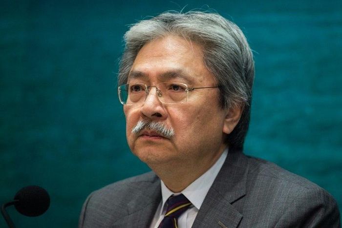 Hong Kong's Financial Secretary John Tsang, seen during a press conference at the Central Government office in Hong Kong, in September 2016
