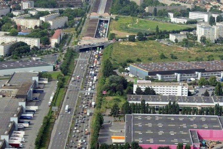 View of the A1 highway near Le Bourget airport on the outskirts of Paris