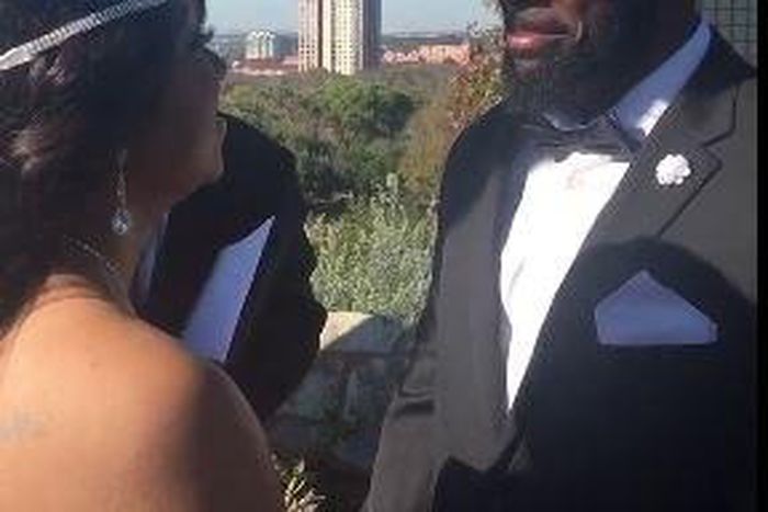 This unnamed groom could not hold in the tears as he says his wedding vows