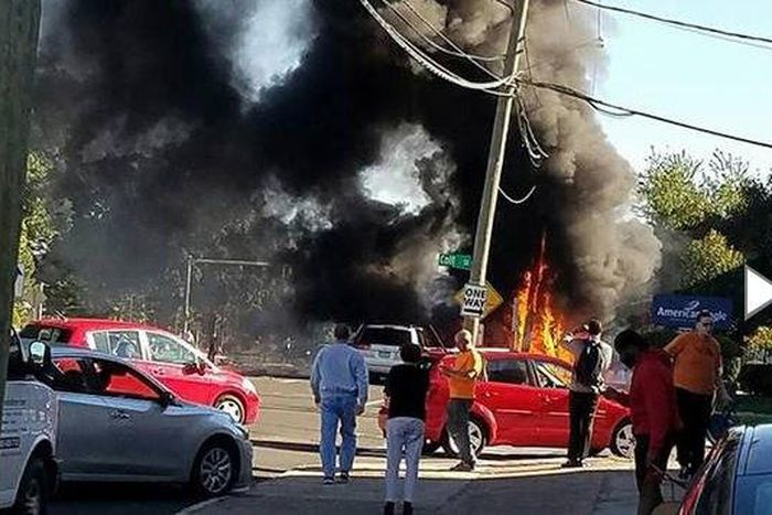 Site of the crashed plane in Connecticut