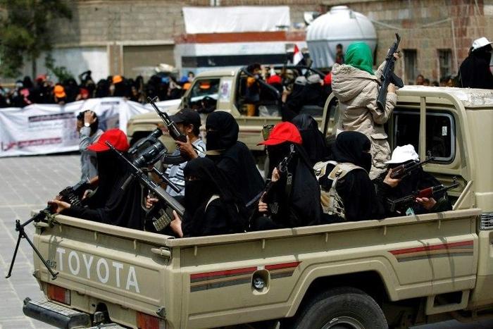 Yemeni female fighters supporting the Shiite Huthi rebels are seen September 6, 2016, whom the United States and Saudi Arabia have accused Iran of arming, though Tehran denies the claims