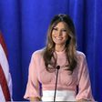 Melania Trump, the wife of Republican presidential nominee Donald Trump, speaks during a rally for her husband on November 3, 2016 at the Main Line Sports Center in Berwyn, Pennsylvania