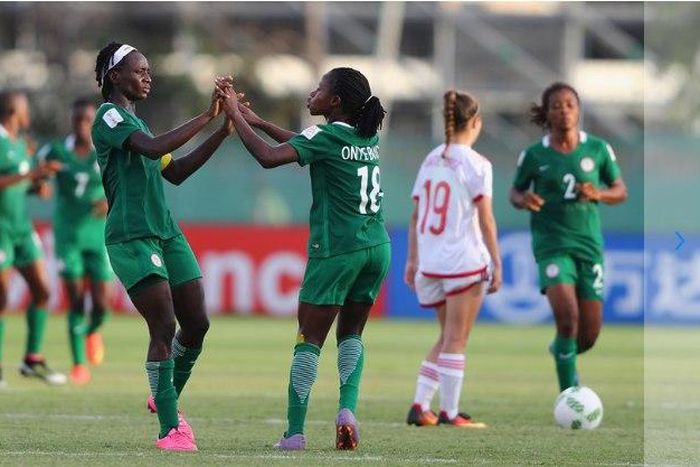 Chinwendu Veronica Ihezuo of Nigeria celebrates scoring