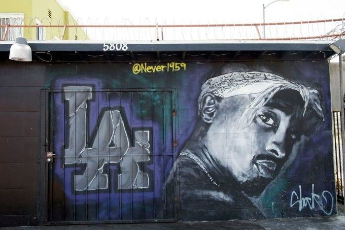 A mural in Los Angeles dedicated to US rapper Tupac Shakur, who was gunned down in 1996