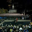 Democratic presidential nominee Hillary Clinton gives a speech during a rally at Independence Mall in Philadelphia, Pennsylvania