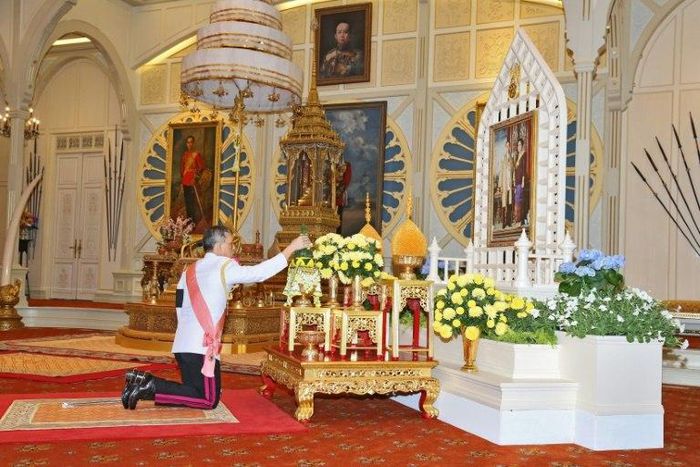 Prince Maha Vajiralongkorn pays respects to his late father King Bhumibol Adulyadej in Bangkok, as he accepts the invitation to ascend to the throne