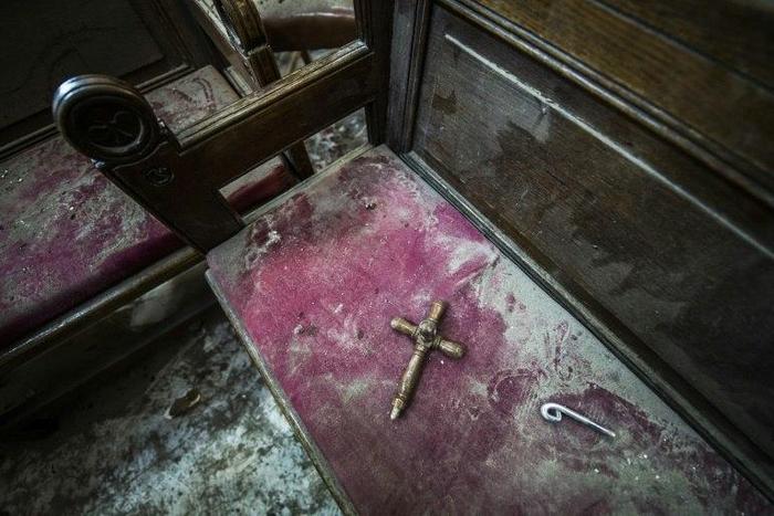 The damage following a bomb explosion at the Saint Peter and Saint Paul Coptic Orthodox Church on December 11, 2016, in the Abbasiya neighbourhood in Cairo