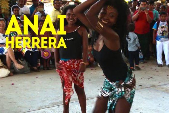 Anai Herrera, leader of Obatala is seen here dancing