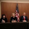 Republican presidential nominee Donald Trump sits with (from R-L) Paula Jones, Kathy Shelton, Juanita Broaddrick, Kathleen Willey in a hotel conference room in St. Louis, Missouri, U.S., shortly before the second presidential debate at Washington Unive...