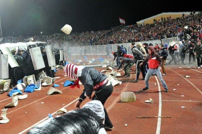 Spartak Moscow fans clash with rival supporters in Yaroslavl, Russia, on October 30, 2013